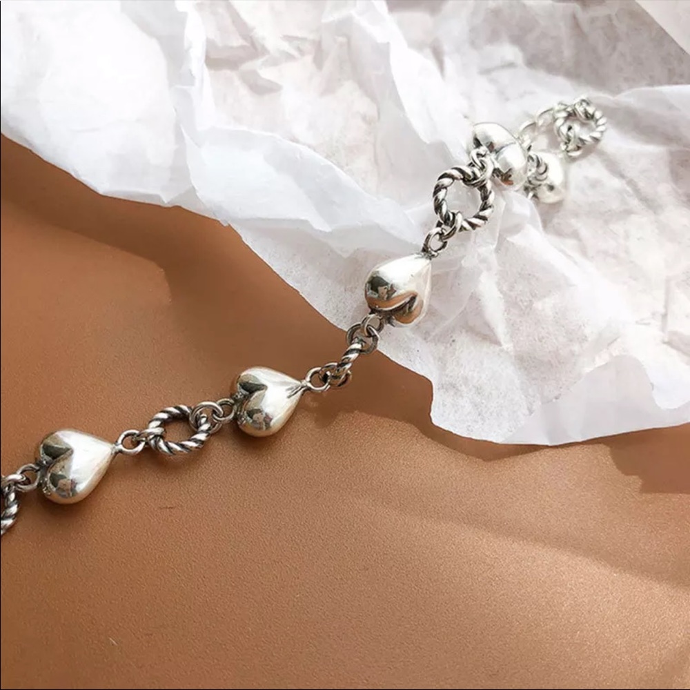 NEW 925 STERLING SILVER HEART BRACELET, NICE BRACELET, CUTE BRACELET - Picture 3 of 4